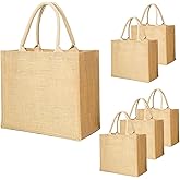 Segarty Burlap Tote Bags, 6 Pack Small Natural Jute Reusable Gift Favors Blank Bag with Handles Bulk for Bridesmaid Wedding, Women Market Grocery Shopping, Bachelorette Party, Beach Trip, DIY