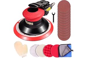 Rycubre pneumatic Air Sander 5/6 Inch DA Palm Sander for auto body, High Speed Random Orbital Sander for Woodworking & Auto Polishing (6 Inch)