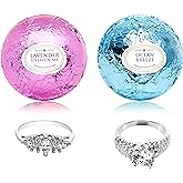 Ocean Breeze Lavender Bath Bombs Gift Set of 2 with Size 7 Ring Surprise Inside Each Made in USA
