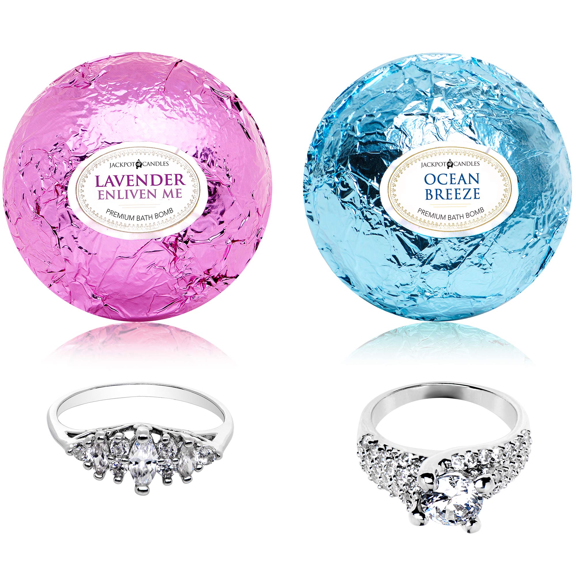 Ocean Breeze Lavender Bath Bombs Gift Set of 2 with Ring Surprise Inside Each Made in USA