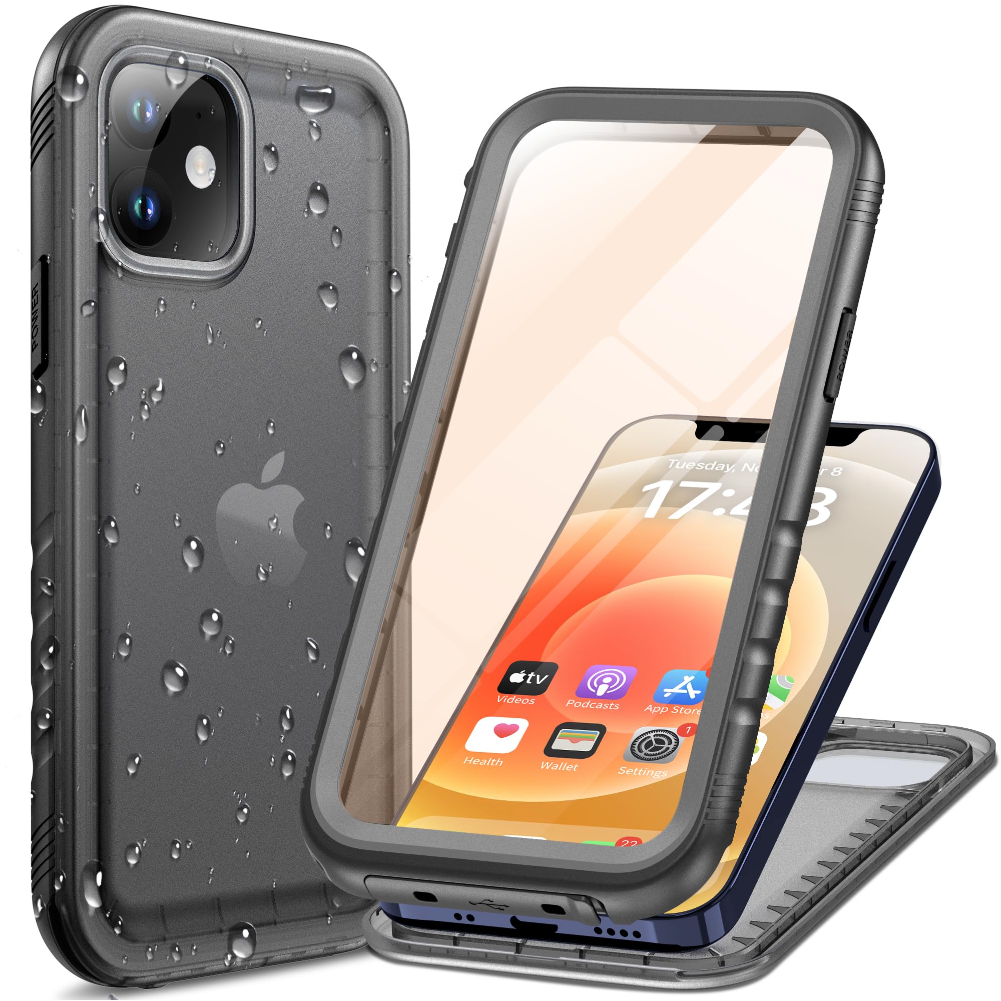 Cozycase for iPhone 12/iPhone 12 Pro Waterproof Shockproof Case with Screen/Camera Protector - Unbreakable/Heavy Duty/Front and Back Cover【360 Full Body Protective】Underwater Dustproof Hard Bumper