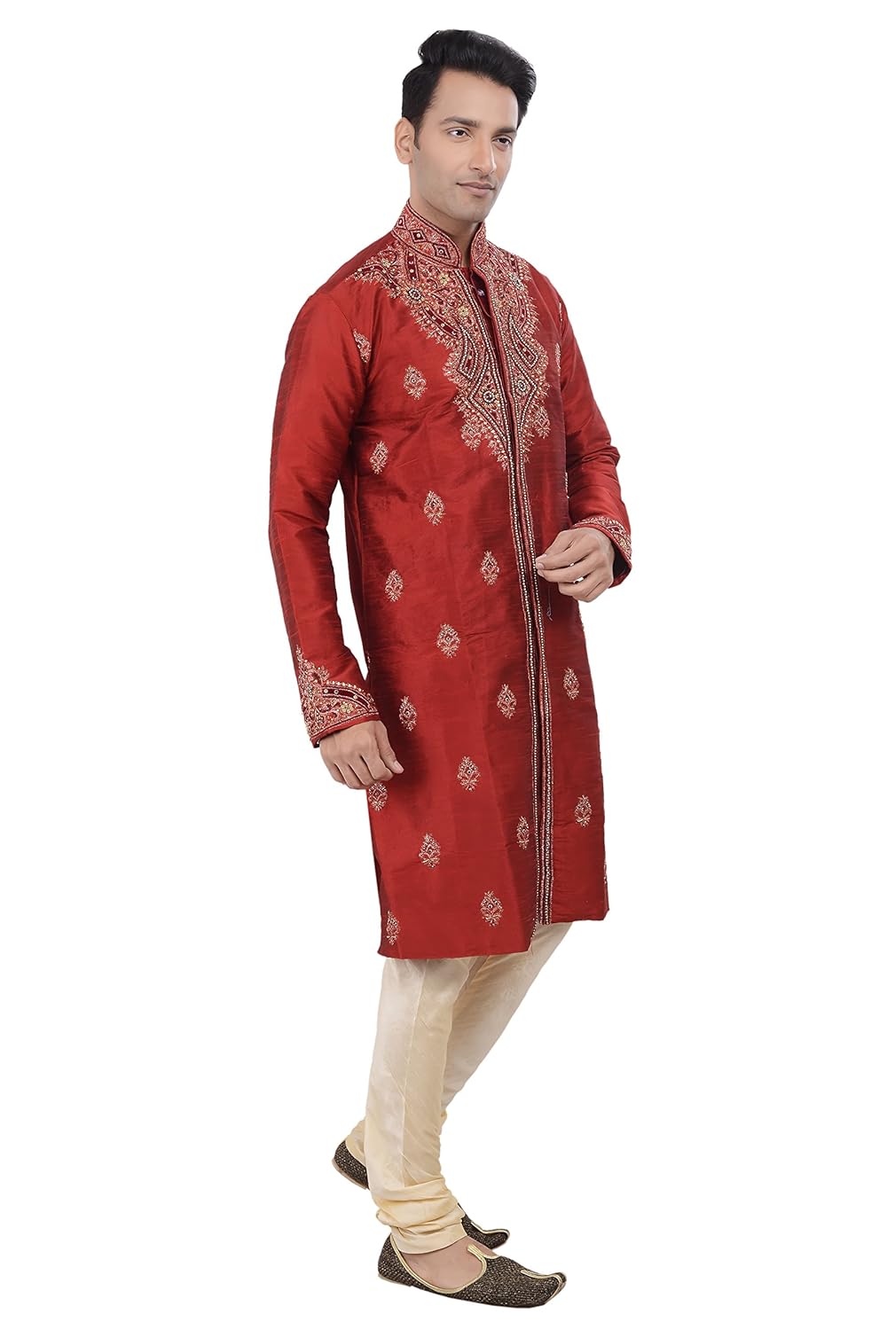 ethnic indian designer off-white kurta sherwani for men 2pc suits