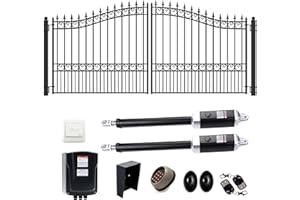 ALEKO 14x6 feet London Dual Swing Driveway Gate with Automatic Opener, Galvanized Steel Security Fence Gate