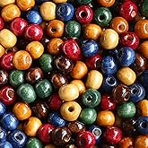 ToBeIT 400pcs Assorted Color Wooden Beads Large Hole Round Paint Wood Beads Bulk Spacer Bead Fall Rustic Farmhouse Wooden Bead for Jewelry Making, DIY Crafts Beading(12mm)
