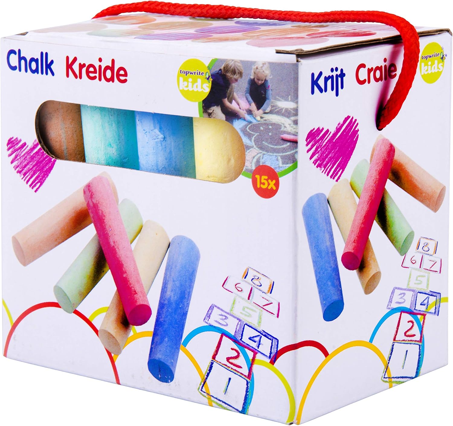 Eddy Toys - Straßenkreide, Kinderkreide, 15 teilig, verschieden Farben, 90726