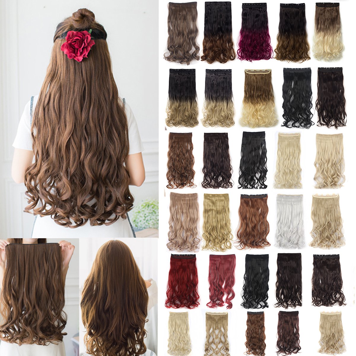 Amazon Com 24 3 4 Full Head Long Curly Wave Clips In On