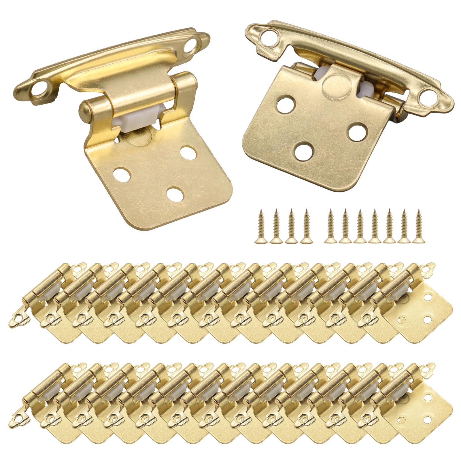 Photo 1 of 1/2 Inch Overlay Kitchen Cabinet Hinges, 24 Pack(12 Pairs) Gold Cabinet Hinge for Cabinet Door, Face Mount Semi-Concealed Self Closing Cabinet Hinges