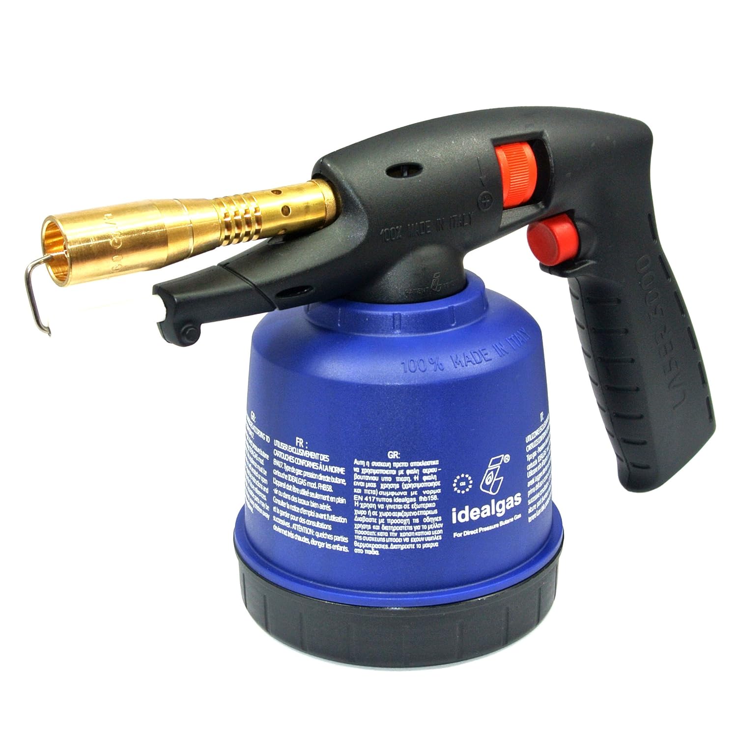 Blowtorch operated via butane gas cartridge, ignition soldering gas