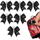 Aileam Cheer Bow Keychain Glitter Bow Keychain Hair Bow for Girls Rhinestones Sequin Bow School Senior Cheer Bow Accessories