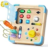 lalalark Electronic Busy Board – Montessori Learning Toddler Toy, 15 Lights & 9 Sounds, 5 Switches & Plugs, Sensory, Fidget, Travel Activities, Early Development, Easter Baby Gifts Toys Age 18M+