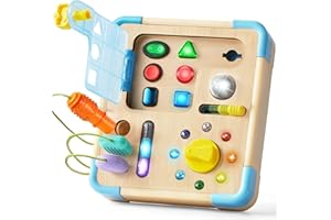 lalalark Electronic Busy Board – Montessori Learning Toddler Toy, 15 Lights & 9 Sounds, 5 Switches & Plugs, Sensory, Fidget, Travel Activities, Early Development, Christmas Baby Gifts Toys Age 18M+