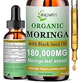 Organic Moringa Liquid Drops,Pure Moringa Oleifera Leaves Extract w/Black Seed Oil Supplement for Energy,Skin,Gut Health,Immune,Natural Antioxidant Superfood More Potency Than Powder(2 Fl Oz)