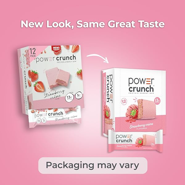 POWER CRUNCH PROTEIN ENERGY BARS, STRAWBERRY CREAM 1.4OZ, 12 COUNT CARTON