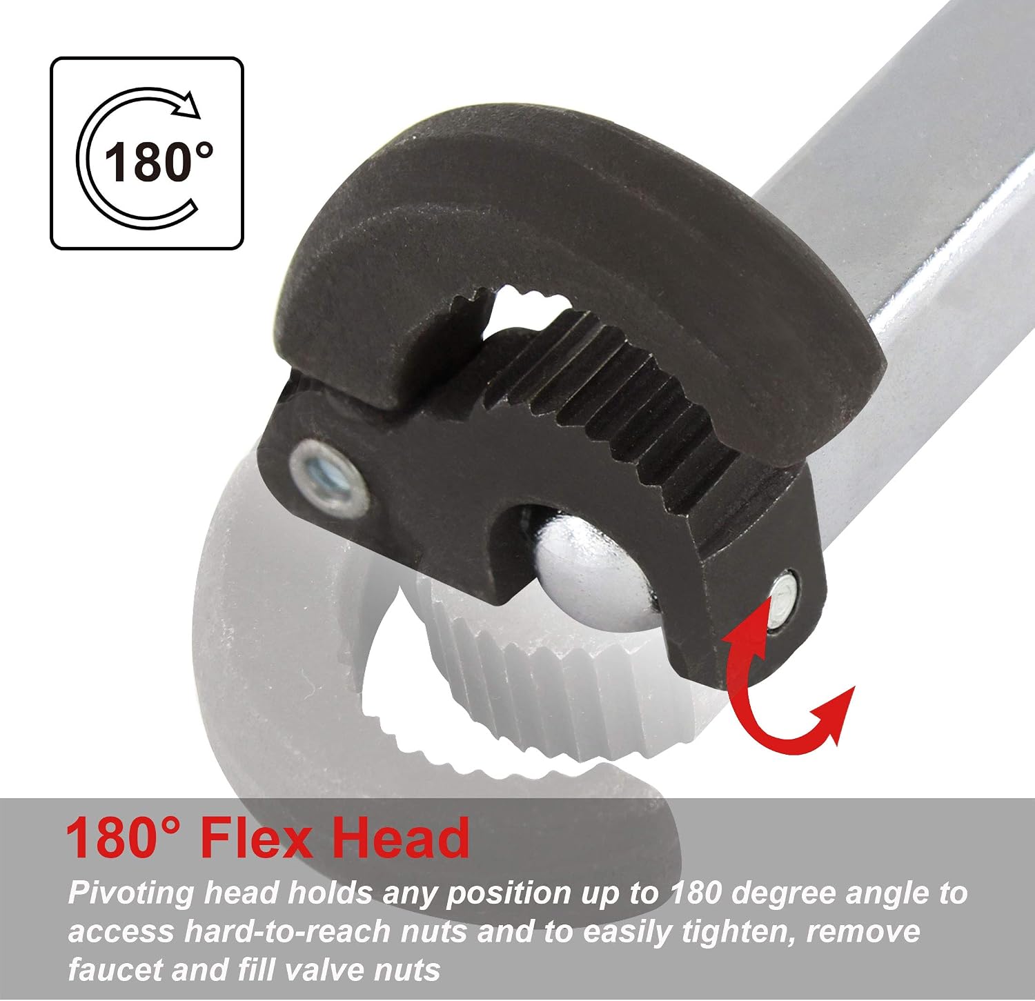 HAUTMEC Pro Telescoping Basin Wrench with 3/8" to 1-1/4" Jaw Capacity, 10" to 17" Extendable Handle - Image 5
