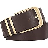 WERFORU Women Wide Leather Belt Women Fashion Wide Belt for Dresses Jeans Ladies Fashion Thick Waistbelt with Gold Buckle