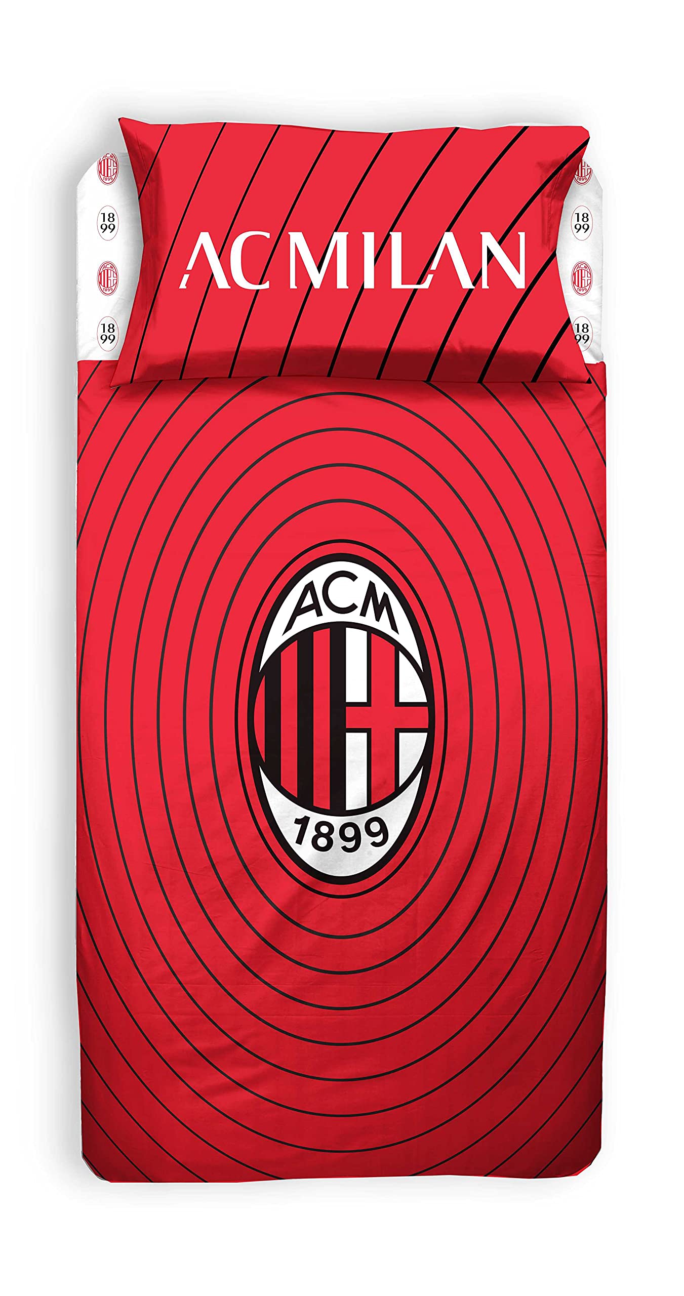 AC Milan A.C. Milan Hermet 1 Half Sheet Set, 100% Cotton, Red/Black