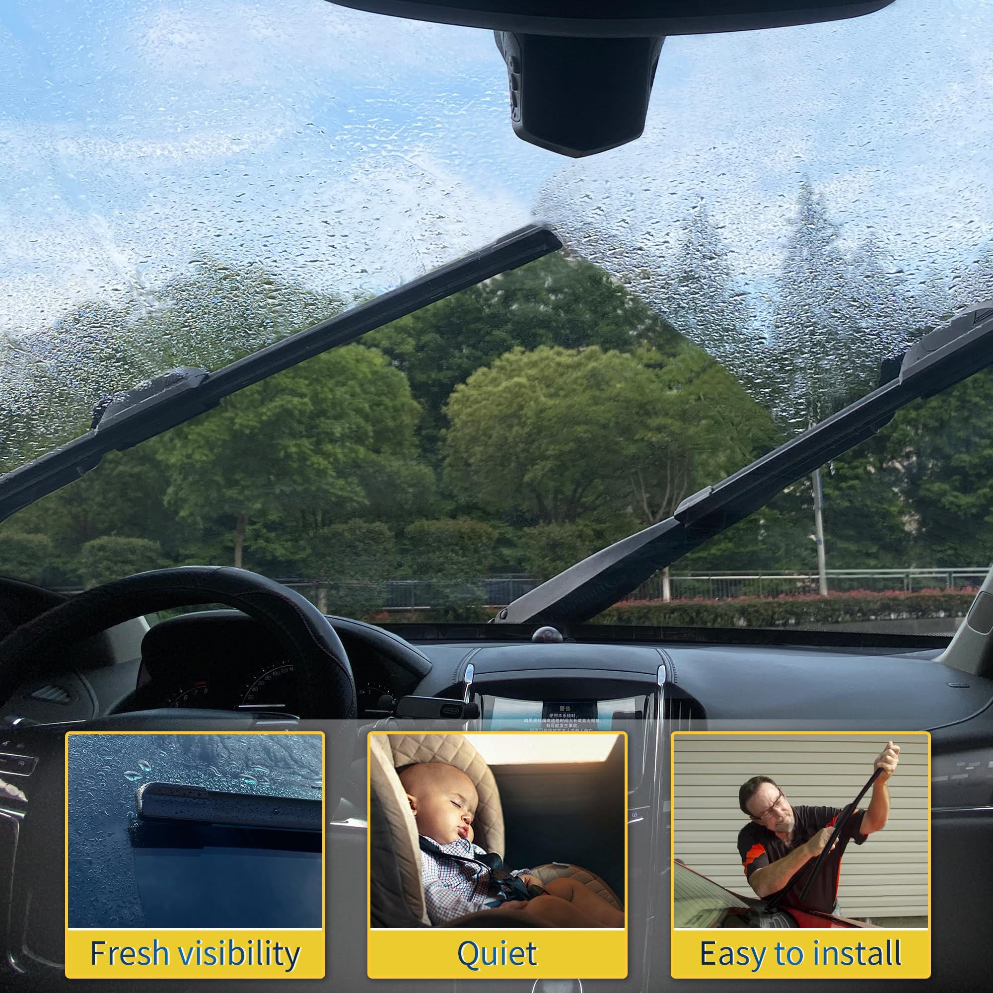 JINGOU 24''+17'' Front Windshield Wiper Blades