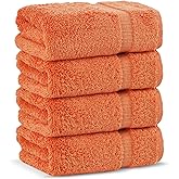 Chakir Turkish Linens 100% Cotton Premium Turkish Towels for Bathroom | 16'' x 30'' (4-Piece Hand Towel, Coral)