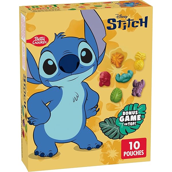 DISNEY STITCH FRUIT FLAVORED SNACKS, FAT FREE AND GLUTEN FREE SNACKS, 8 OZ (10 POUCHES)