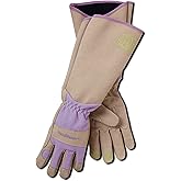 Magid Glove & Safety Professional Rose Pruning Thorn Resistant Gardening Gloves with Long Forearm Protection for Women (BE195TM) - Puncture Resistant, Medium (1 Pair), Brown & Purple