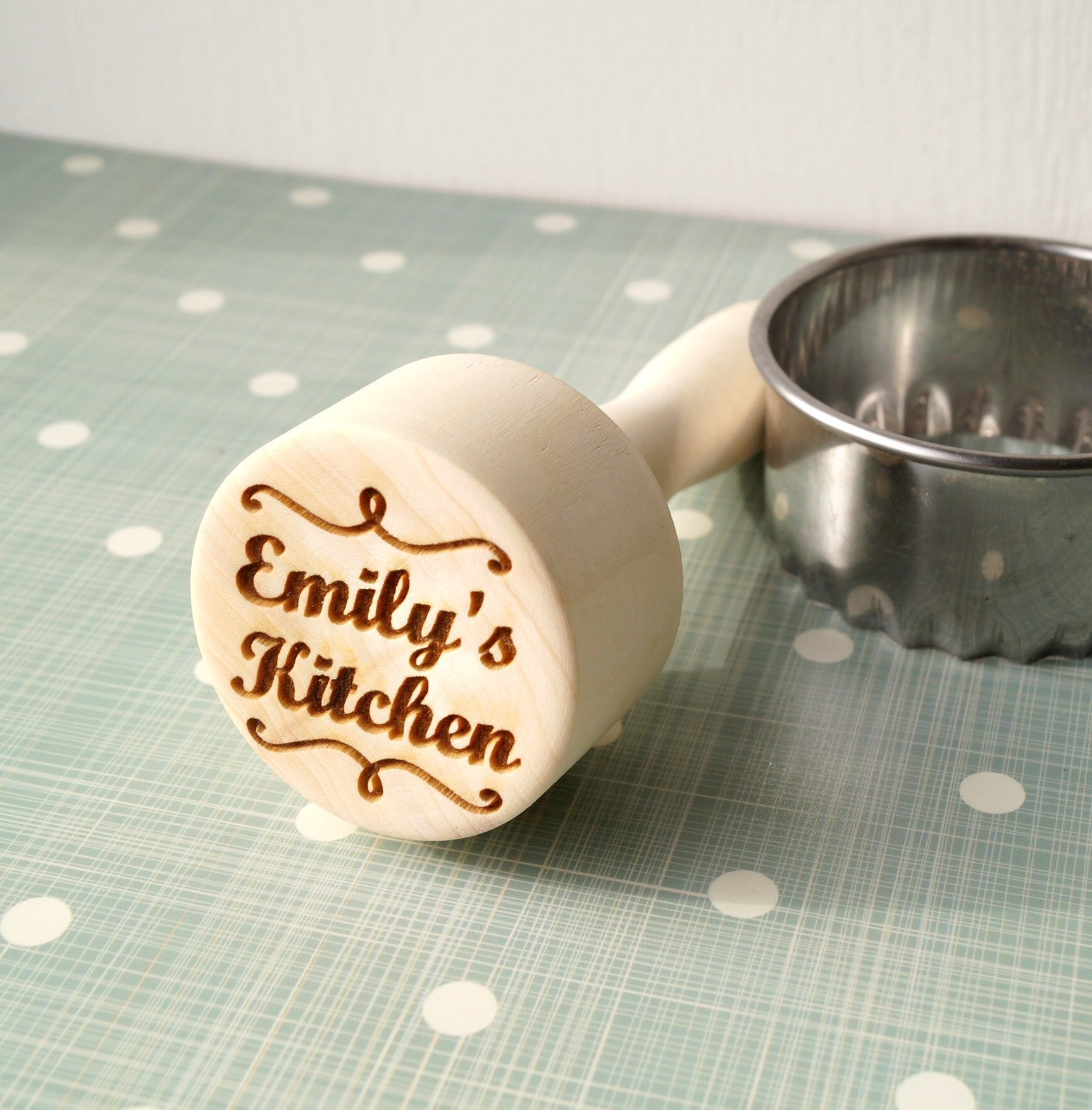 Personalized embossing cookie stamp, embossing rolling pin alternative, cookie decorating stamp, wooden kitchen stamp 3 Personalized embossing cookie stamp, embossing rolling pin alternative, cookie decorating stamp, wooden kitchen stamp - Image 4