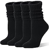 EBMORE Merino Wool Slouch Boot Socks Thermal Warm Winter Thick Scrunch Cozy Crew Socks for Women 4 Pairs
