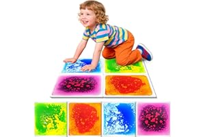 ONYOLOY Toddlers Sensory Liquid Floor Tiles - 4 Pack Liquid Tiles for Kids Sensory Play & Motor Skills Development, Safe Non-Toxic Lava Sensory Mats for Classroom, Home, Daycare Gifts Toddlers with Autism