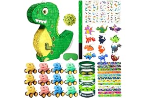 Dinosaur Pinata Set Dinosaur Birthday Party Favors for Boys Dino Pinata Party Decoration Supplies with Stickers Slap Bracelet