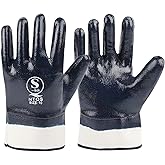 Pijaborg Oil Gloves, Nitrile Coated Resistant Acid & Alkali and Safety Diesel gloves, Working Protection Gloves XL (Blue)