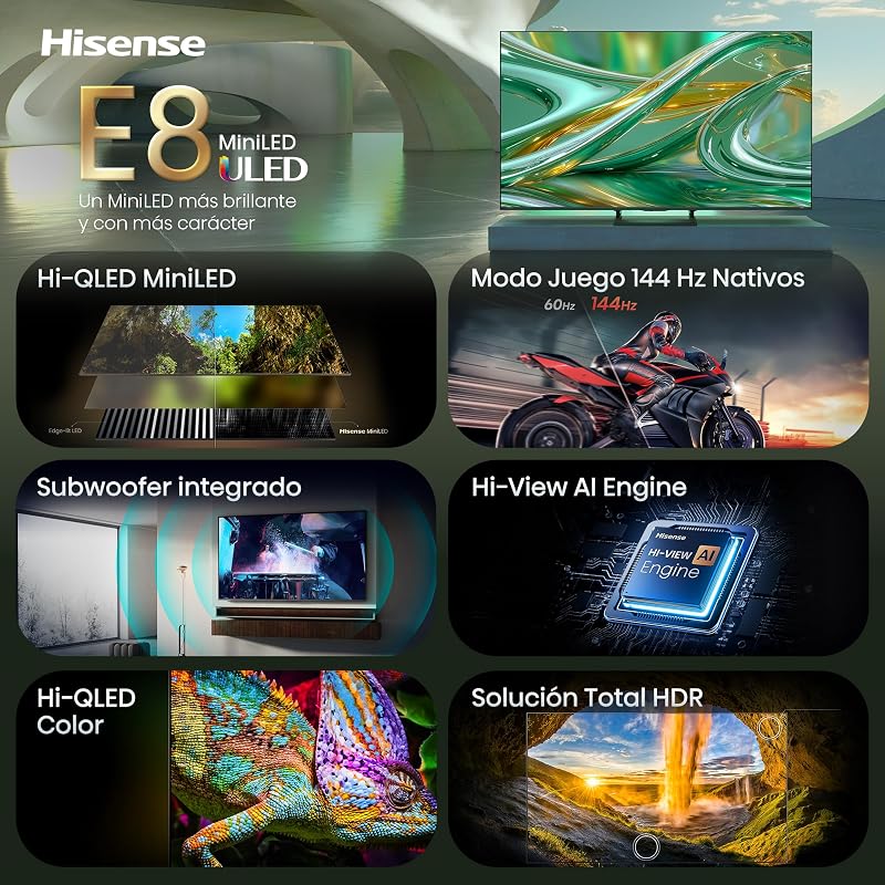 85E8S - MiniLED 85 Pulgadas Smart TV 4K, Quantum Dot Color, 144 Hz