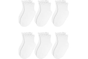 Sooneeya Girls Ruffle Socks - Baby Toddler Non-Slip Socks with Grips - Indoor Soft Cotton Frilly Ankle Sock