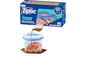 Ziploc Gallon Food Storage Freezer Bags, Stay Open Design, Easy to Fill, 80 count