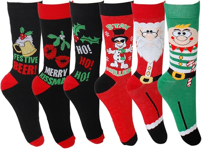 Assorted 1 or 3 Pairs of Mens Winter Christmas Novelty Ankle Socks 6