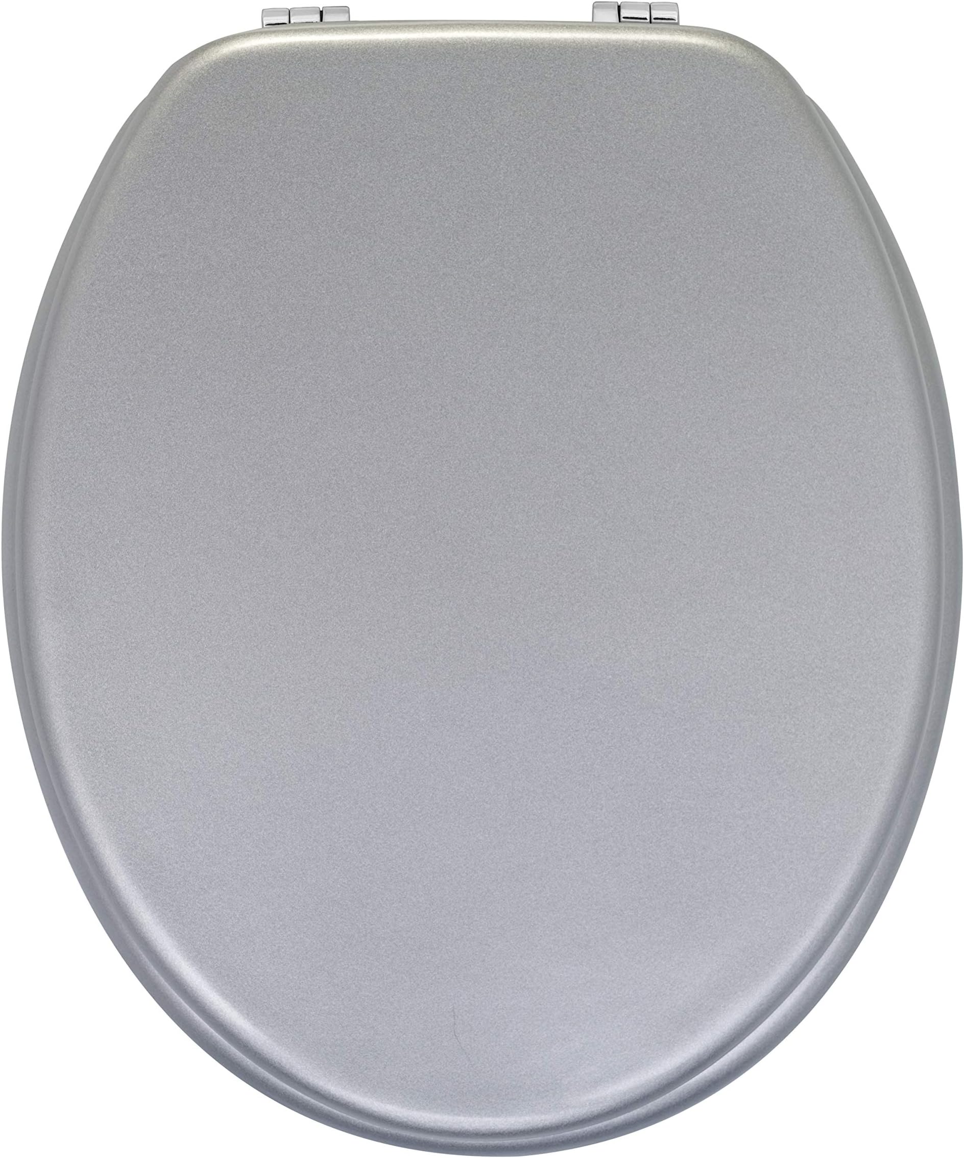AQUALONA Toilet Seat, Silver, Moulded Wood
