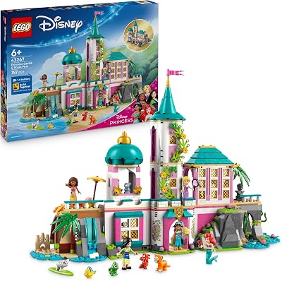 ǀ Disney Princess Schloss & königliche Haustiere – Set mit detaillierter Innenausstattung – inkl. Arielle, Rapunzel, Mulan, Jasmin & Vaiana Mini-Figuren – Geschenk für Kinder ab 6 Jahren – 43267