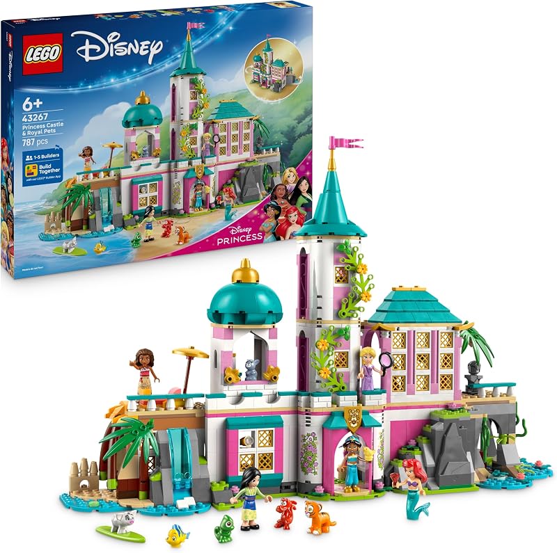 ǀ Disney Princess Schloss & königliche Haustiere – Set mit detaillierter Innenausstattung – inkl. Arielle, Rapunzel, Mulan, Jasmin & Vaiana Mini-Figuren – Geschenk für Kinder ab 6 Jahren – 43267 — Foto 1 von 8
