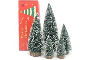 NotiGat Mini Christmas Tree Bottle Brush Christmas Trees with Wooden Bases Christmas Decorations for Party Table top decer Christmas Tree （5pcs）