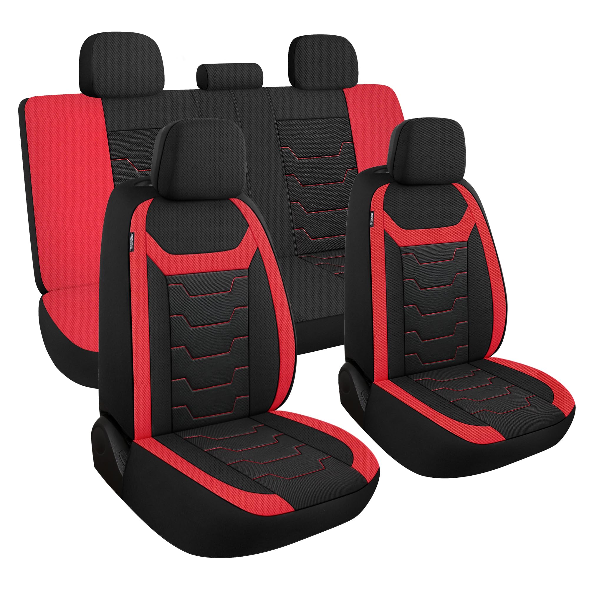 Photo 1 of AOKAOK 3D Air-Mesh Car Seat Covers Full Set, Breathable and Split Bench Compatible Seat Covers for Cars, Universal Car Interior Covers for Most Cars Sedan Truck SUV(Black/Red)