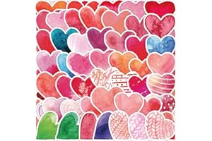 MINRAIN Valentine's Day Stickers 50 Pcs Heart Love Waterproof Vinyl Decals for Water Bottles Bicycle Laptop Refrigerator Luggage Computer Mobile Phone Skateboard Bike Décor (Heart Love)