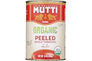 Mutti Organic Peeled Whole Tomatoes, USDA Certified Organic, No Additives or Preservatives, Vegan, Gluten Free & Non-GMO, 14 