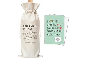 CHANUAN New Chapter Of Your Life Wine Gift Bags, New Job Wine Bag For Wine Bottles, New Beginning Gifts For Leaving Coworker, Going Away, Work Bestie, Farewell, 1 Wine Bag With 1 Coworker Leaving Card (A26)