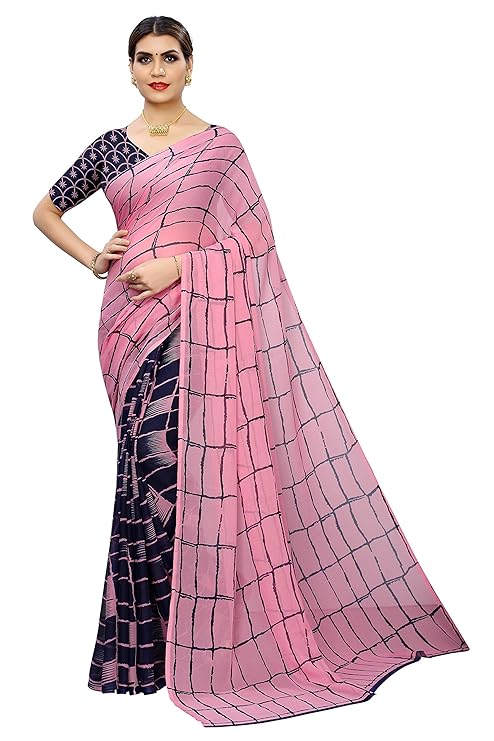 GLE Soft Georgette Crepe Blend Saree With Blouse, Ideal For Women and Girls(MORE THAN 20 PRINTS)