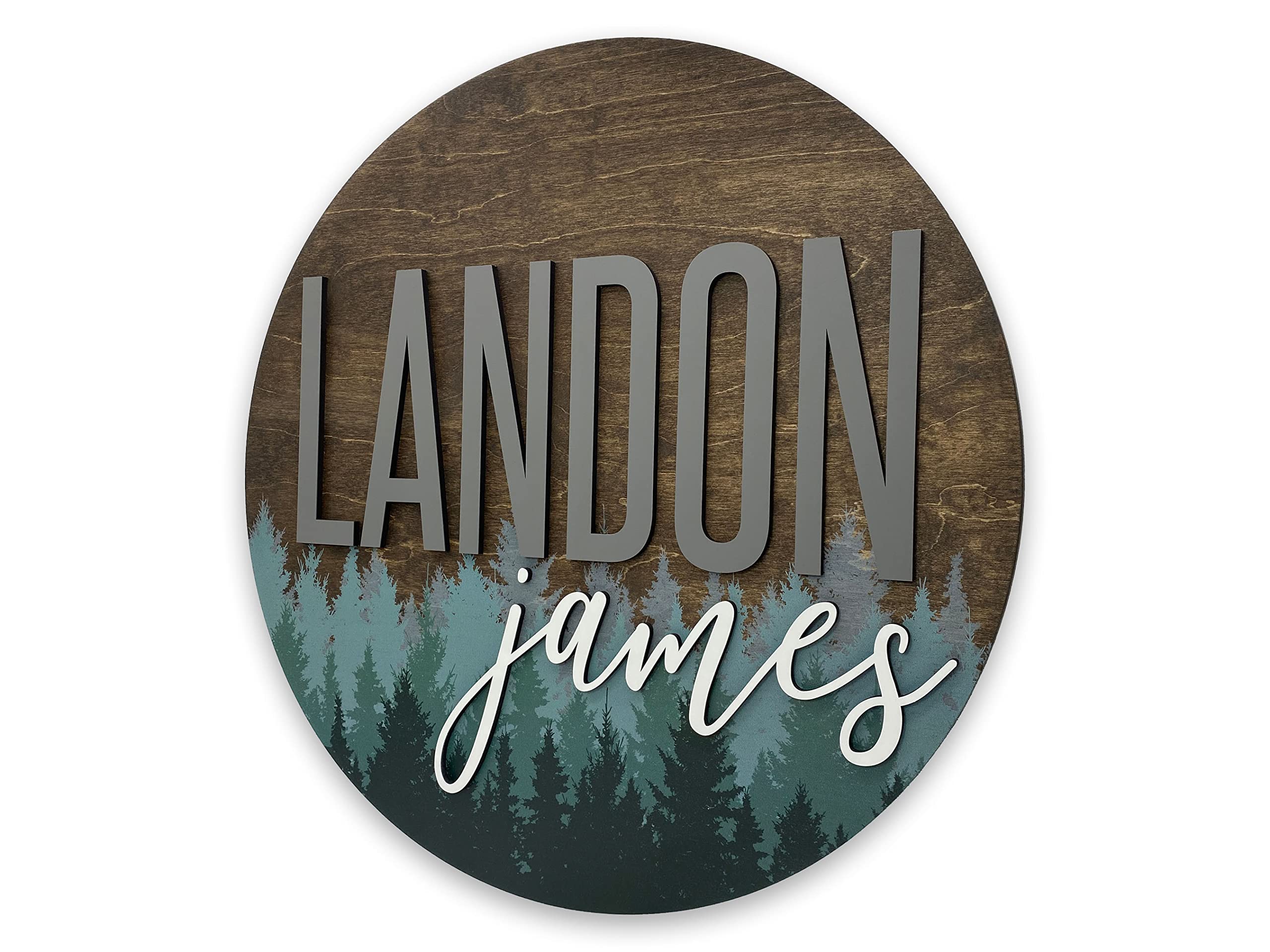 Pine Tree Nursery Name Sign, Personalized Wooden Wall Plaque, 18