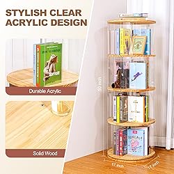 TAKEKIT Rotating Bookshelf, 360 Degree Revolving