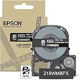 Epson LABELWORKS 218WMBPX Genuine PET (Polyester) Tape Cartridge - White on Matte Black Designer Craft Label Maker Tape - 3/4" (18MM) Wide, 26'