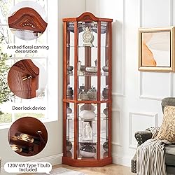 Firscook Lighted 3-Side Glass Display Curio