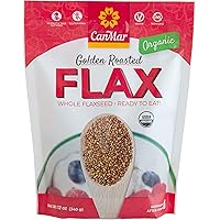CanMar Organic Golden Roasted Flaxseed (12oz/340g) | Whole Flax Seed - Great Toasted Taste & Aroma | Gluten-Free, Nut…