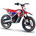 AIII 36V Electric Dirt Bike for Kids 5-10, High Performance 350W Racing Grade Motorcycle, Up to 18.6MPH, 3 Speed Settings, 14-Inch Off-Road Tires, Dual Disc Brakes & Advanced Shock Absorption, Red