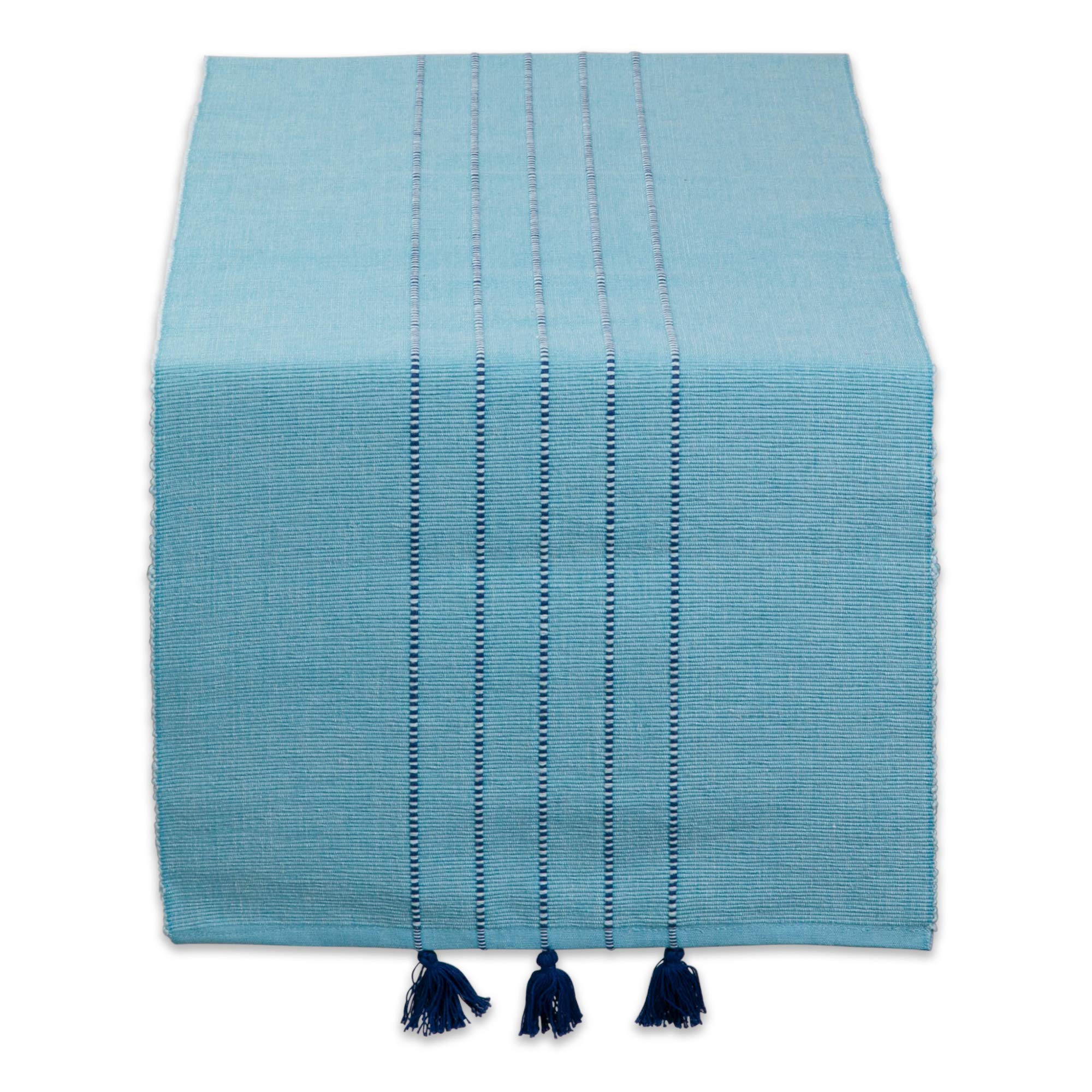 DII Seashore Collection Beach House Décor, Table Runner, 14x72, Thera Blue Stripe — image 1