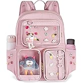 Prokva Ita Bag Pin Display Backpack with Insert, Kawaii Aesthetic Backpack with Laptop Sleeve for Cosplay and Concert, Pink (Pins NOT Included, Patent Design)